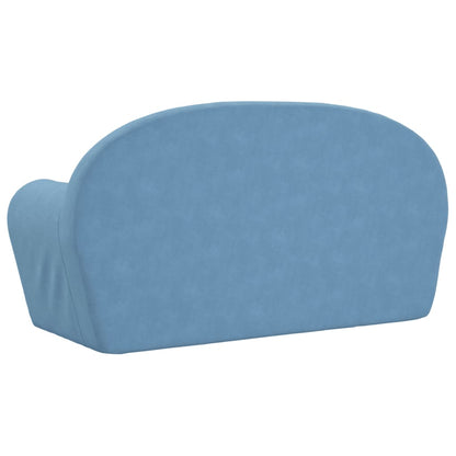 Divano Letto per Bambini a 2 Posti Blu in Morbido Peluche