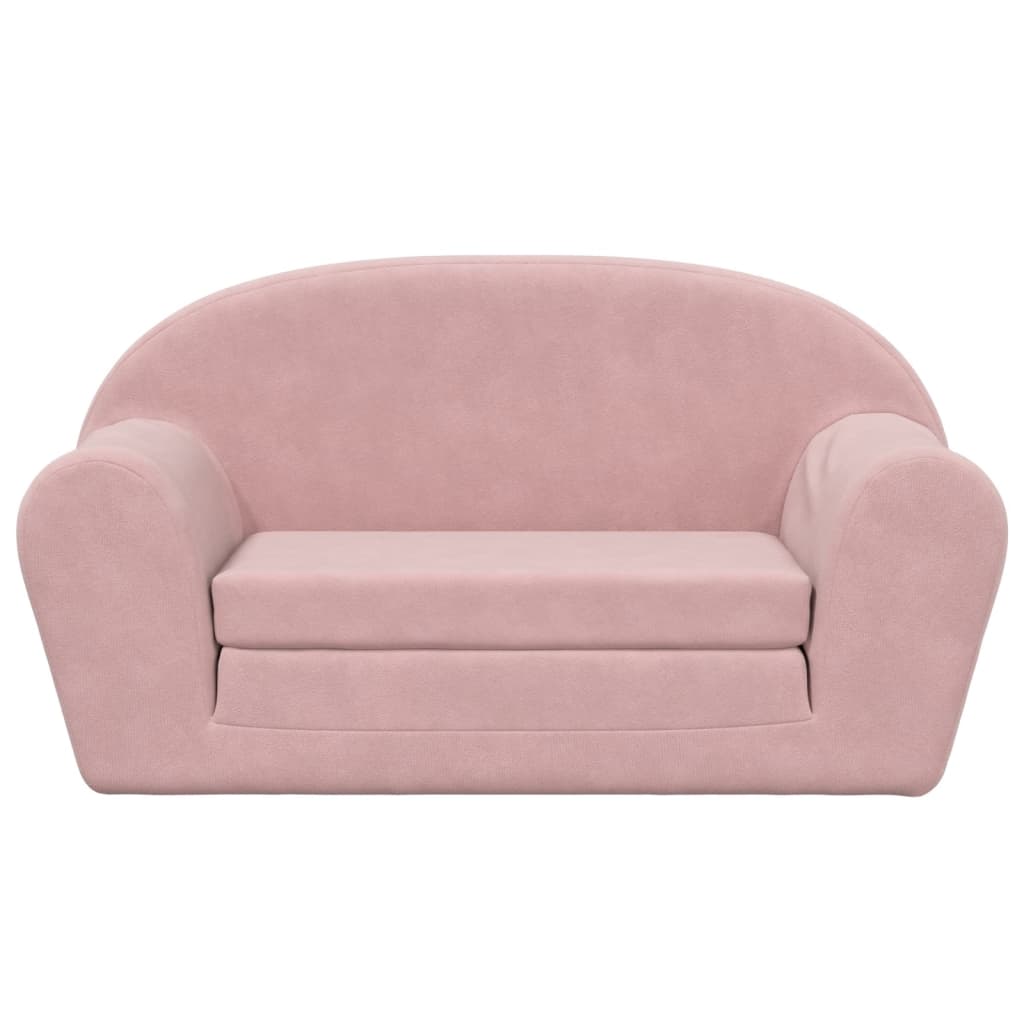 Divano Letto per Bambini a 2 Posti Rosa in Morbido Peluche
