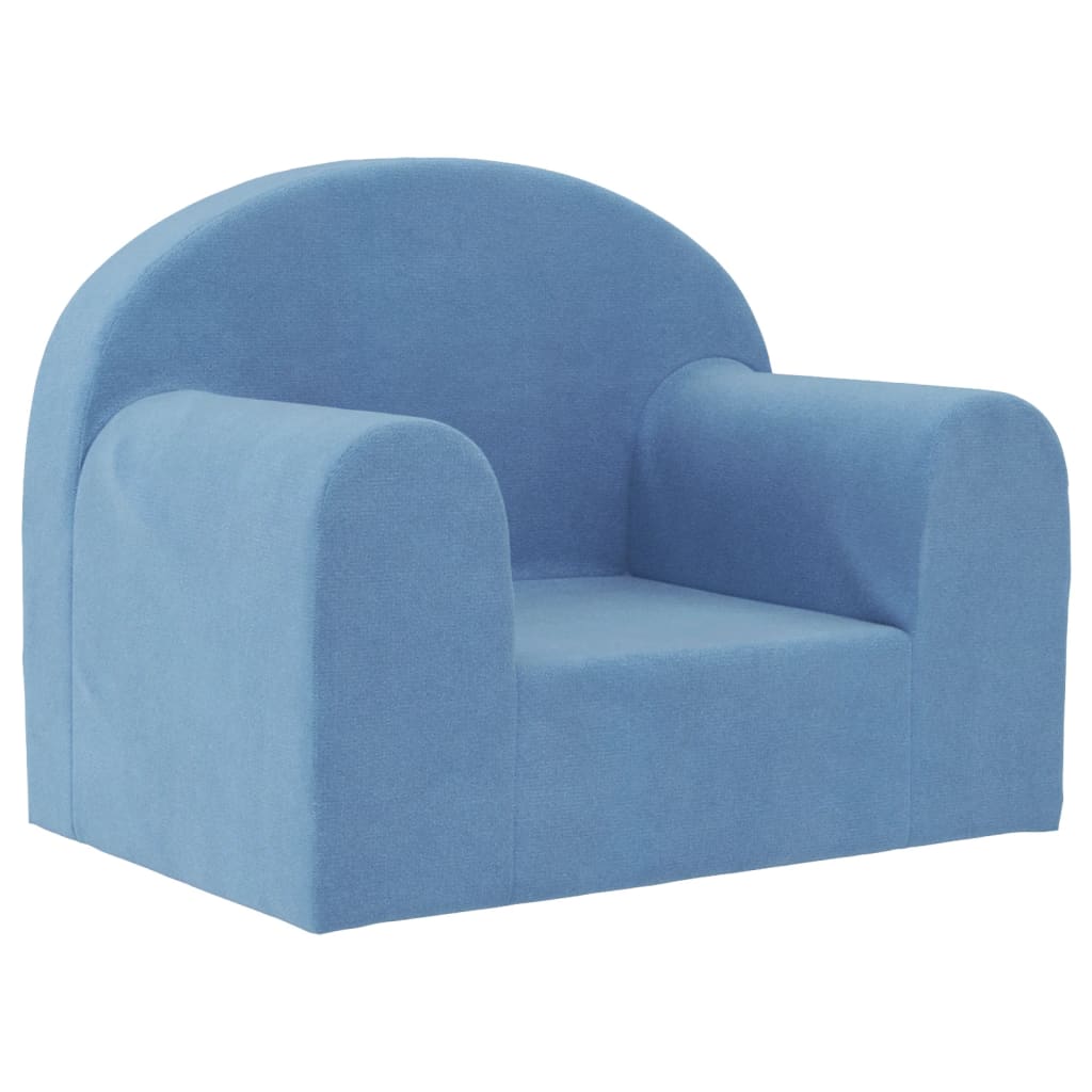 Divano per Bambini Blu in Morbido Peluche