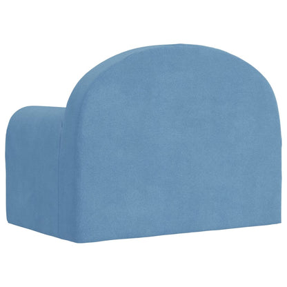Divano per Bambini Blu in Morbido Peluche