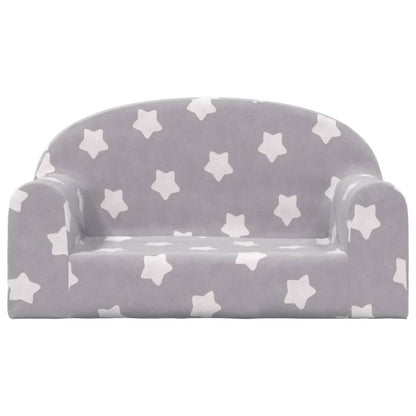 Divano Bambini 2 Posti Grigio Chiaro con Stelle Morbido Peluche | homemem39