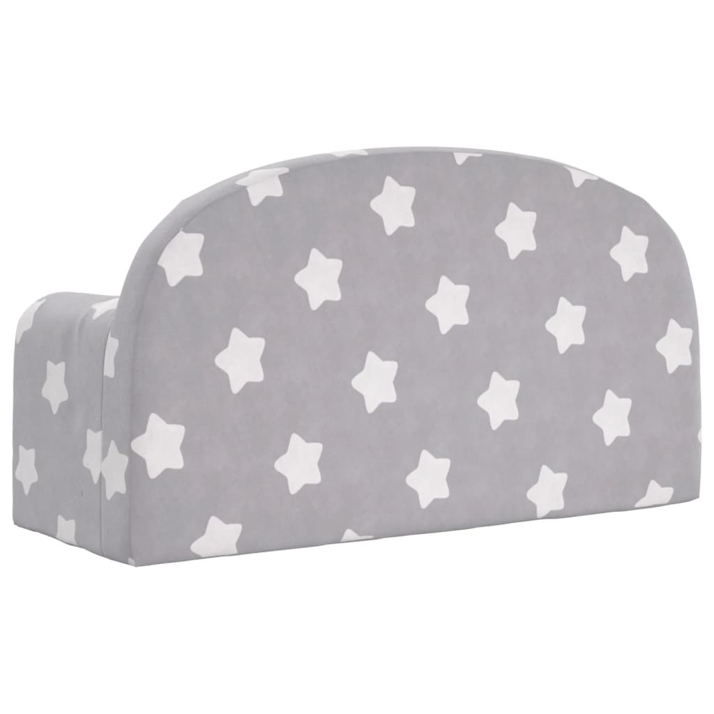 Divano Bambini 2 Posti Grigio Chiaro con Stelle Morbido Peluche | homemem39