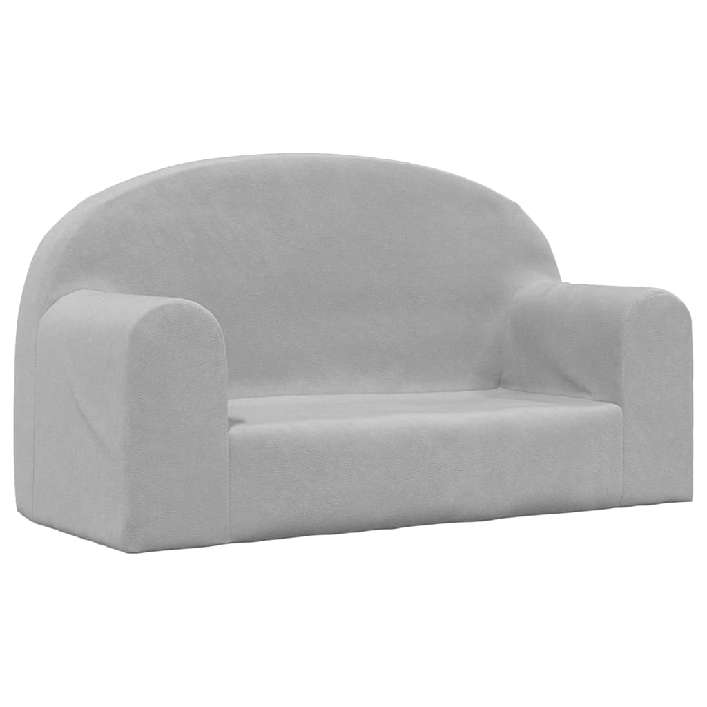 Divano per Bambini a 2 Posti Grigio Chiaro in Morbido Peluche | homemem39