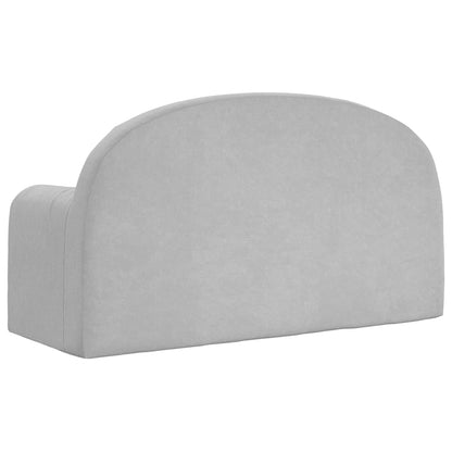 Divano per Bambini a 2 Posti Grigio Chiaro in Morbido Peluche | homemem39