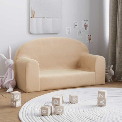 Divano per Bambini a 2 Posti Crema in Morbido Peluche | homemem39