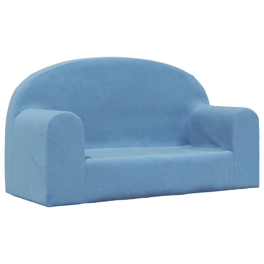 Divano per Bambini a 2 Posti Blu in Morbido Peluche | homemem39