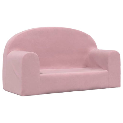 Divano per Bambini a 2 Posti Rosa in Morbido Peluche | homemem39