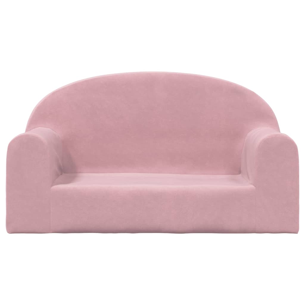 Divano per Bambini a 2 Posti Rosa in Morbido Peluche