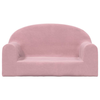 Divano per Bambini a 2 Posti Rosa in Morbido Peluche
