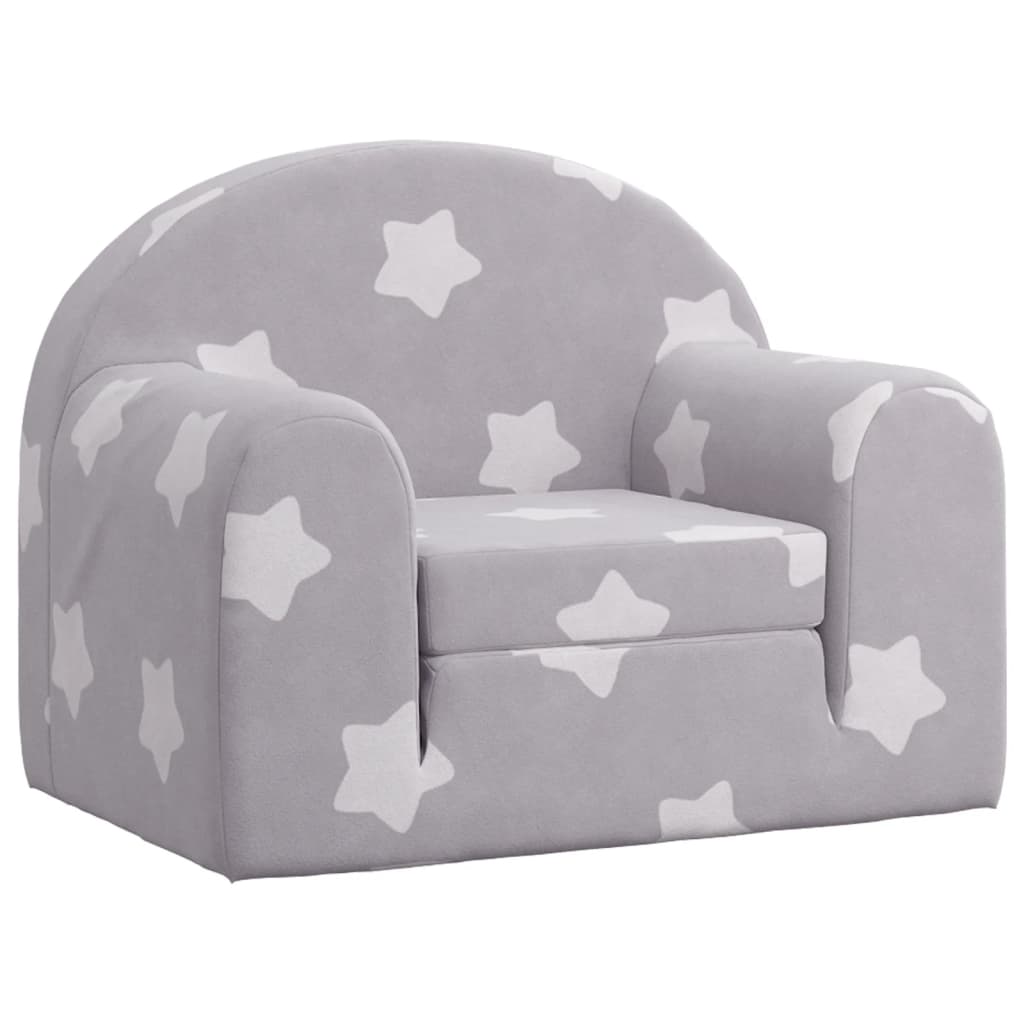 Divano Letto Bambini Grigio Chiaro con Stelle Morbido Peluche | homemem39
