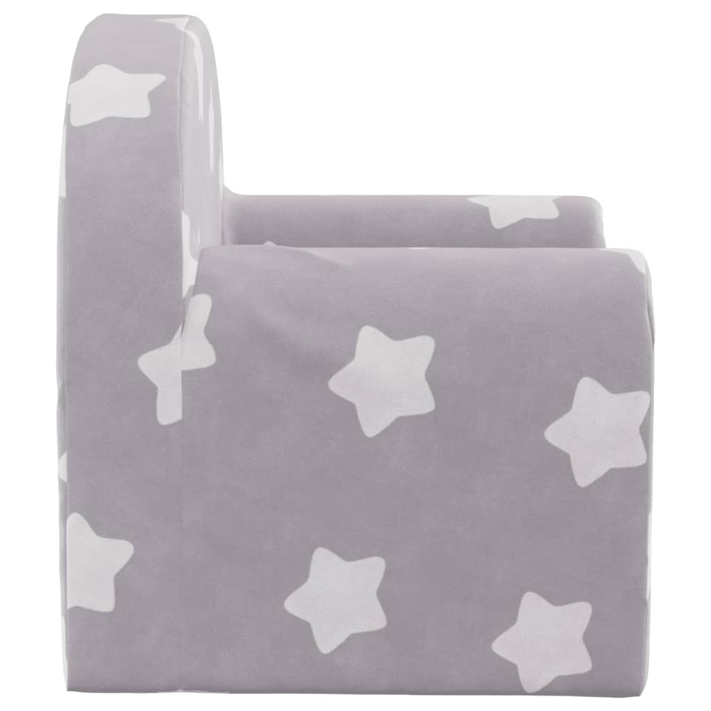 Divano Letto Bambini Grigio Chiaro con Stelle Morbido Peluche | homemem39