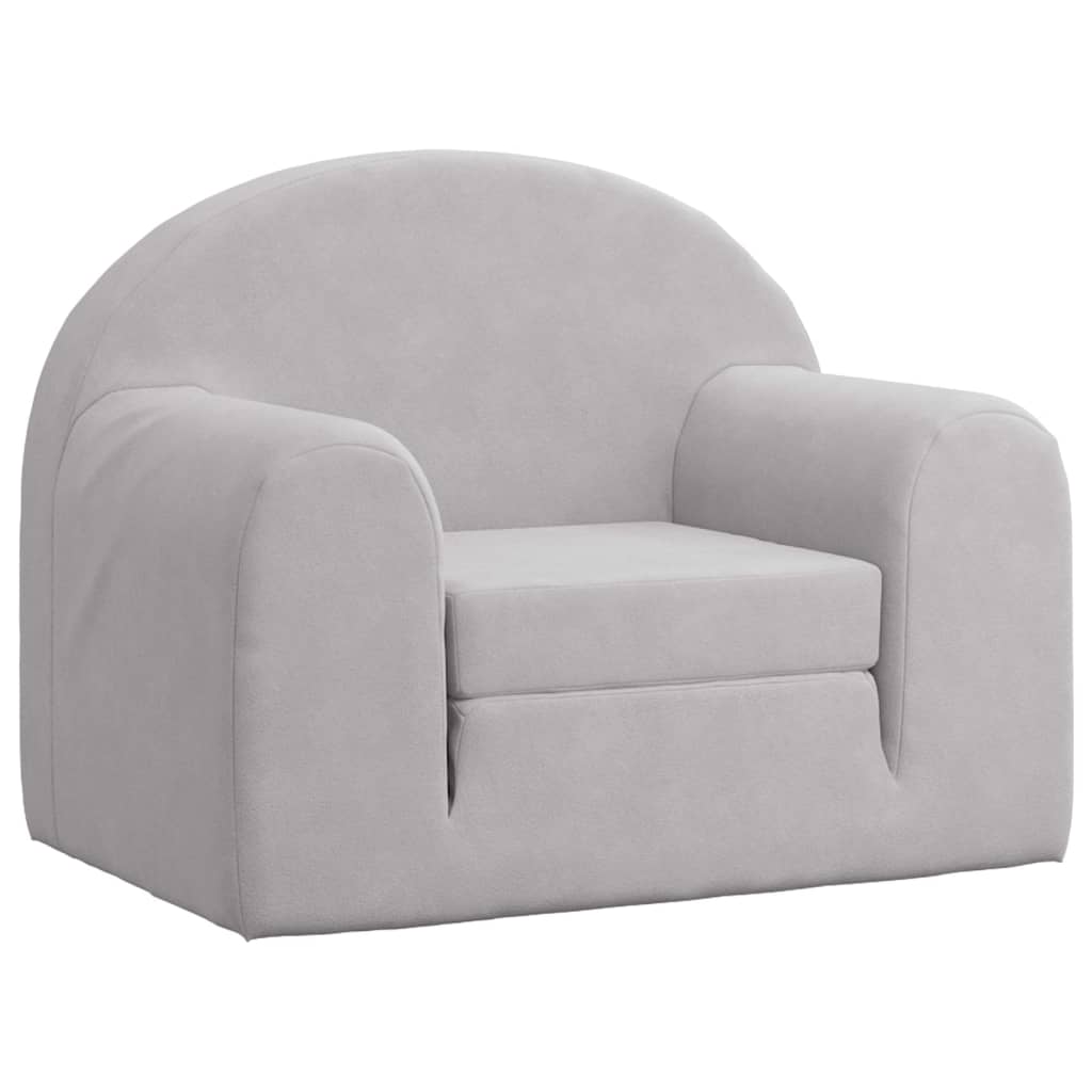 Divano Letto per Bambini Grigio Chiaro in Morbido Peluche | homemem39