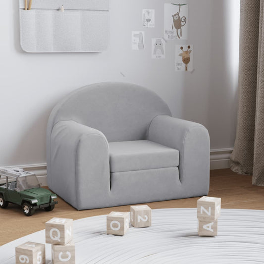 Divano Letto per Bambini Grigio Chiaro in Morbido Peluche | homemem39