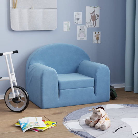 Divano Letto per Bambini Blu in Morbido Peluche - homemem39