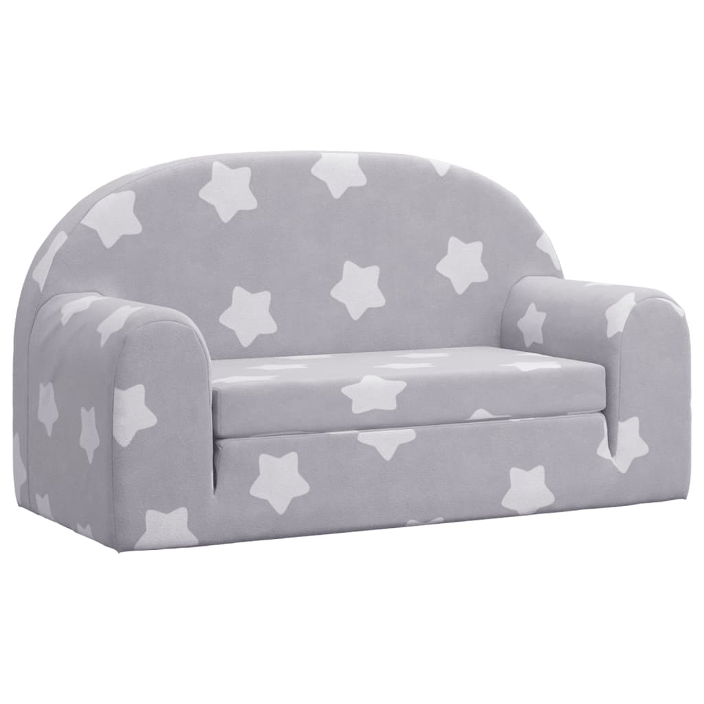 Divano Letto Bambini a 2 Posti Grigio Chiaro con Stelle Peluche | homemem39
