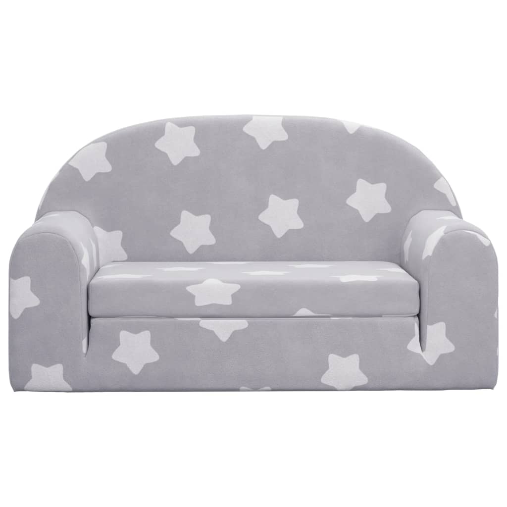 Divano Letto Bambini a 2 Posti Grigio Chiaro con Stelle Peluche | homemem39