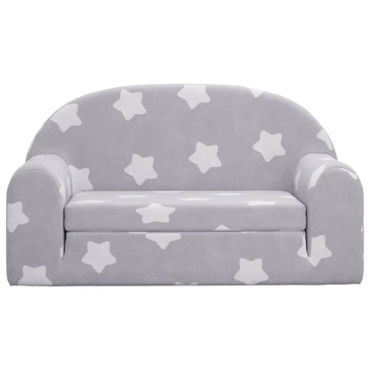 Divano Letto Bambini a 2 Posti Grigio Chiaro con Stelle Peluche | homemem39