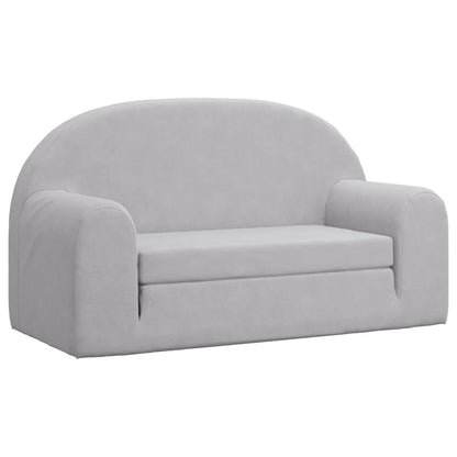 Divano Letto Bambini a 2 Posti Grigio Chiaro in Morbido Peluche