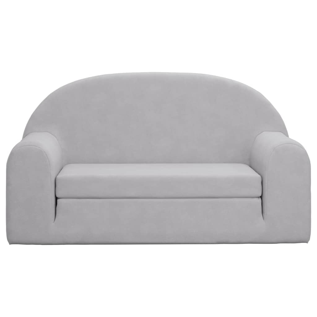 Divano Letto Bambini a 2 Posti Grigio Chiaro in Morbido Peluche | homemem39