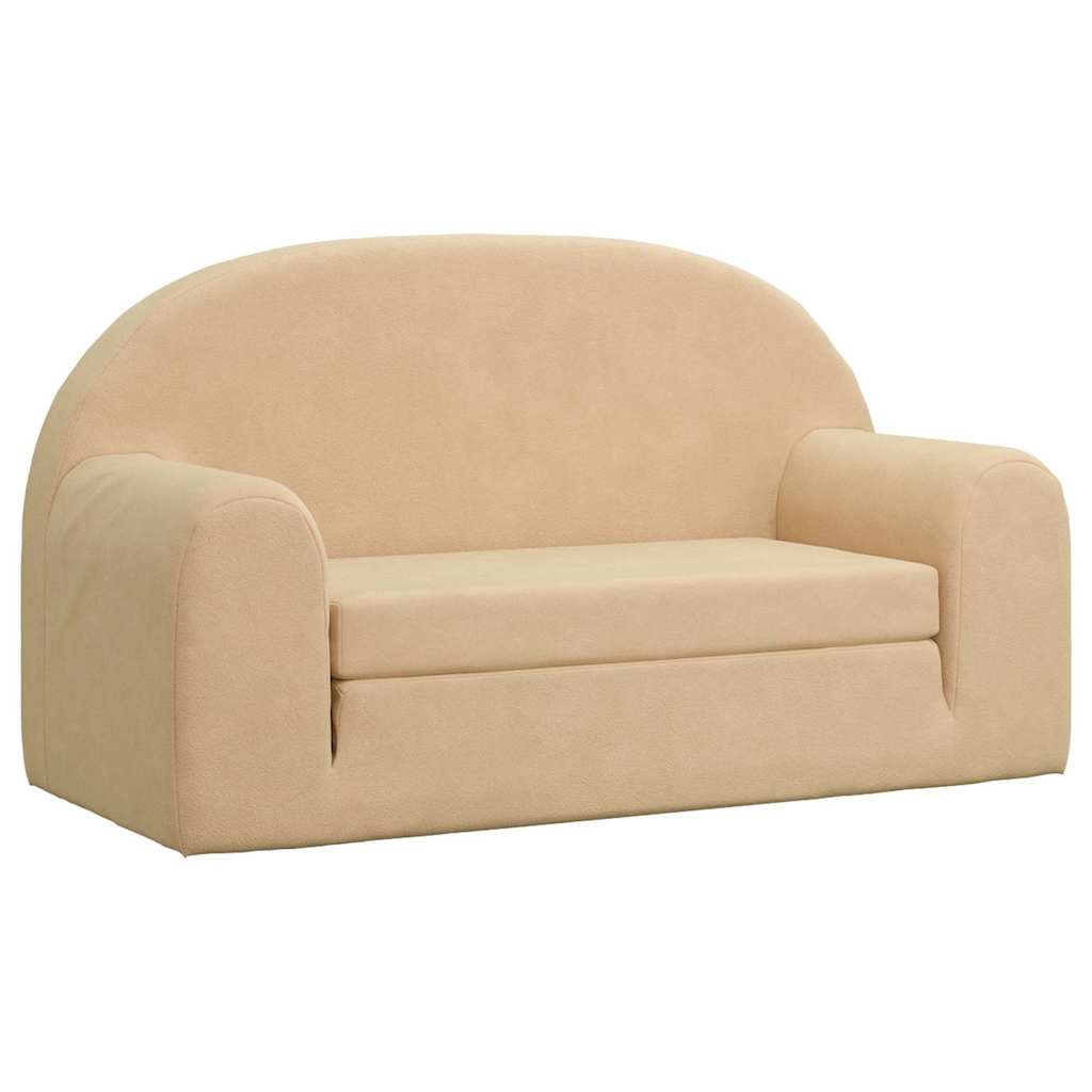 Divano Letto per Bambini a 2 Posti Crema in Morbido Peluche | homemem39