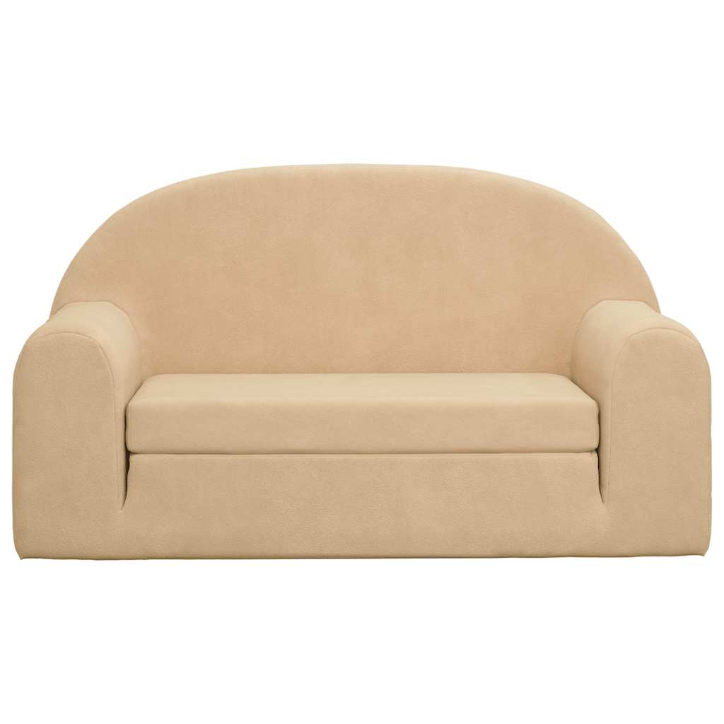 Divano Letto per Bambini a 2 Posti Crema in Morbido Peluche | homemem39