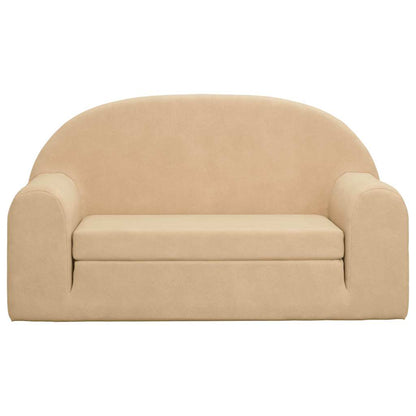 Divano Letto per Bambini a 2 Posti Crema in Morbido Peluche | homemem39