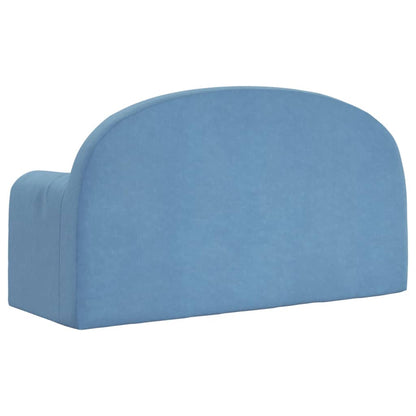 Divano Letto per Bambini a 2 Posti Blu in Morbido Peluche | homemem39