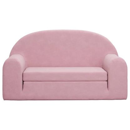 Divano Letto per Bambini a 2 Posti Rosa in Morbido Peluche | homemem39
