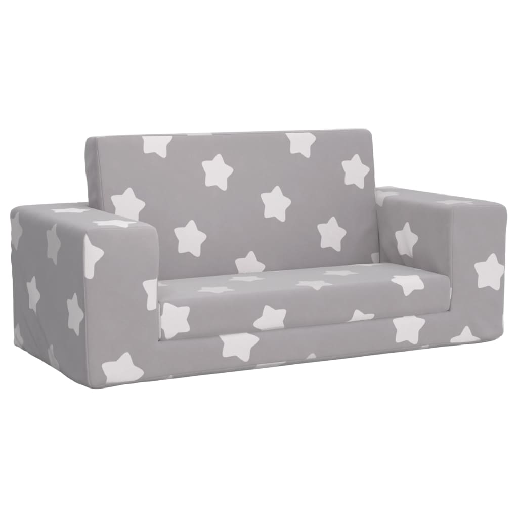 Divano Letto Bambini a 2 Posti Grigio Chiaro con Stelle Peluche | homemem39