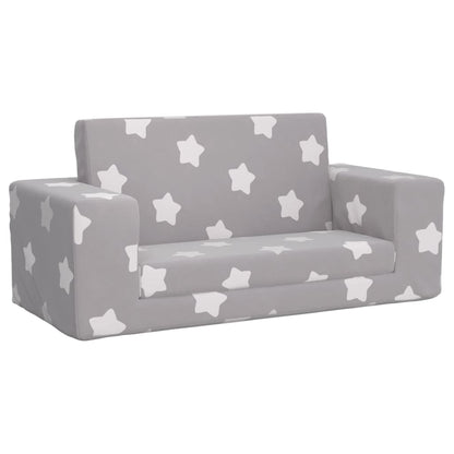 Divano Letto Bambini a 2 Posti Grigio Chiaro con Stelle Peluche | homemem39