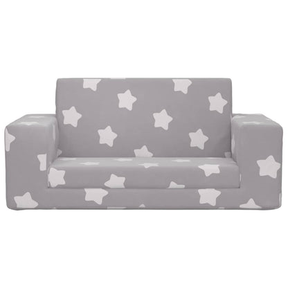 Divano Letto Bambini a 2 Posti Grigio Chiaro con Stelle Peluche | homemem39