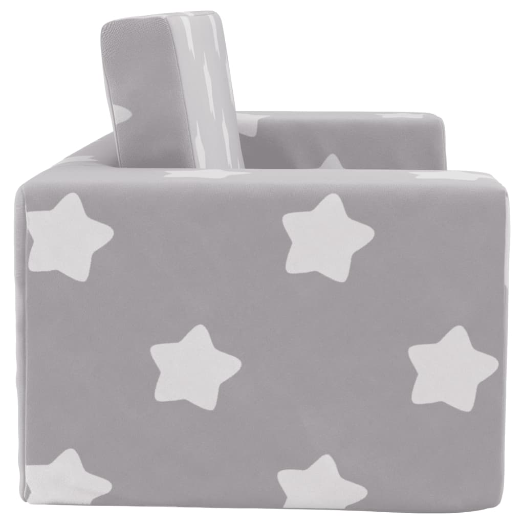 Divano Letto Bambini a 2 Posti Grigio Chiaro con Stelle Peluche | homemem39