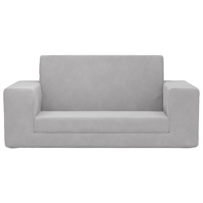 Divano Letto Bambini a 2 Posti Grigio Chiaro in Morbido Peluche
