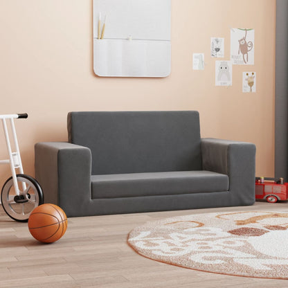 Divano Letto per Bambini a 2 Posti Antracite in Morbido Peluche | homemem39