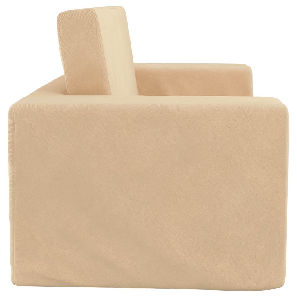 Divano Letto per Bambini a 2 Posti Crema in Morbido Peluche