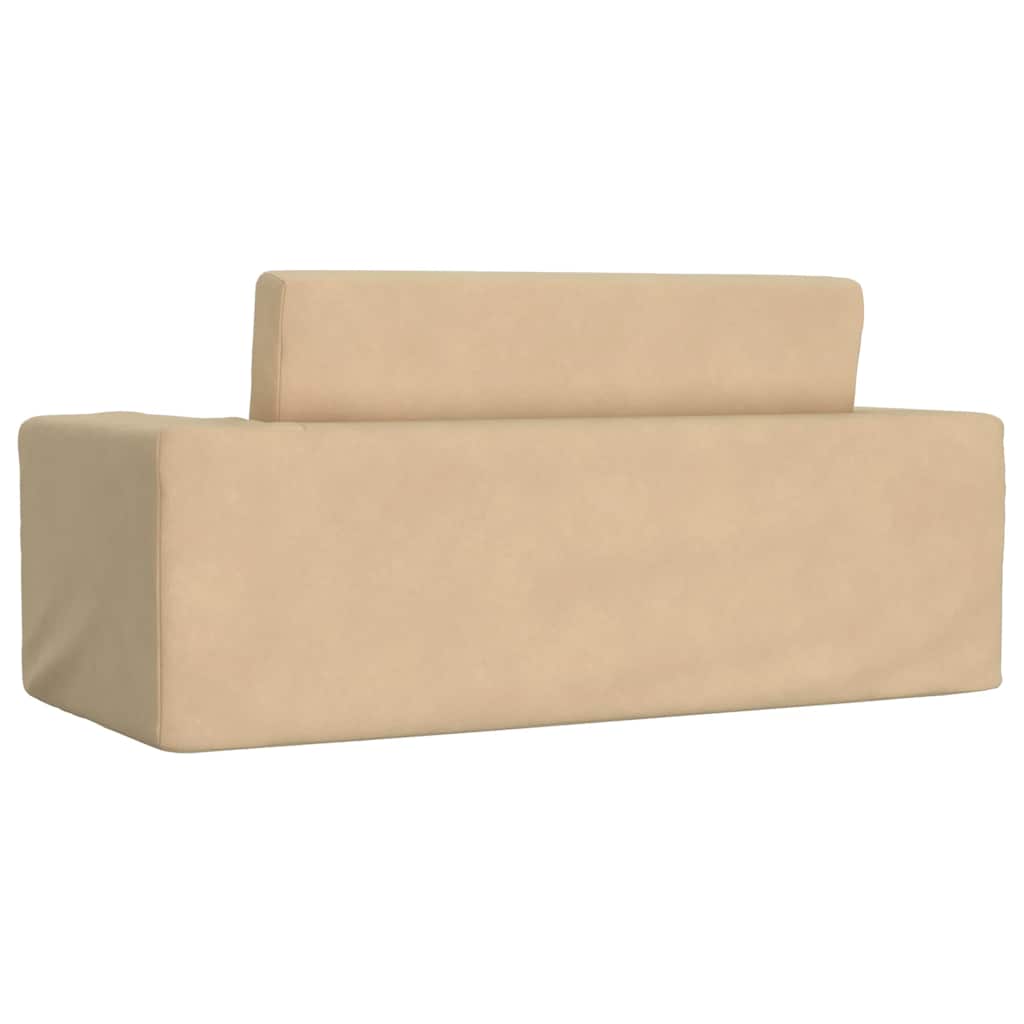 Divano Letto per Bambini a 2 Posti Crema in Morbido Peluche