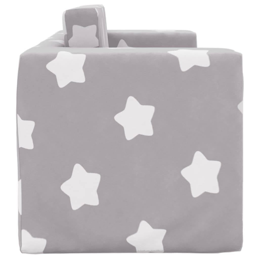 Divano Letto Bambini a 2 Posti Grigio Chiaro con Stelle Peluche | homemem39