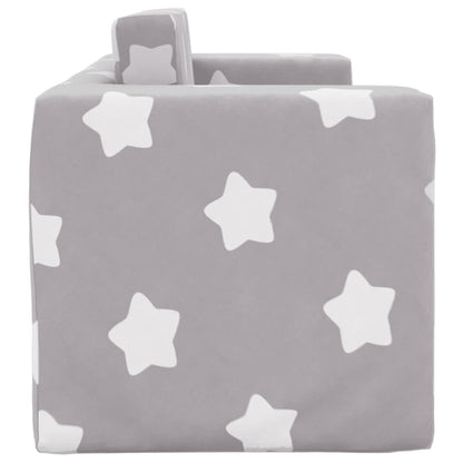 Divano Letto Bambini a 2 Posti Grigio Chiaro con Stelle Peluche | homemem39