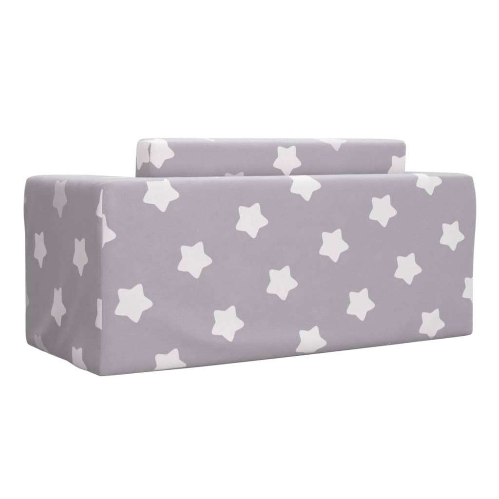 Divano Letto Bambini a 2 Posti Grigio Chiaro con Stelle Peluche