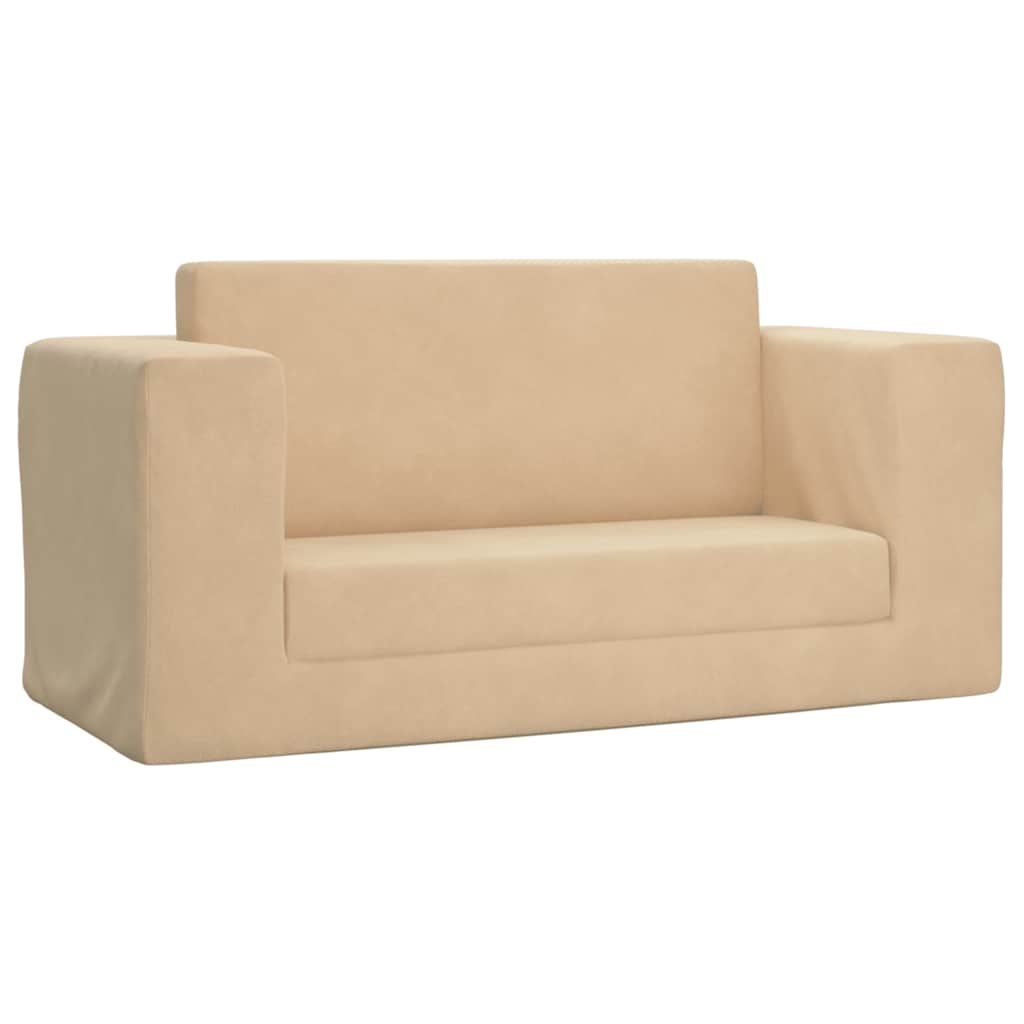 Divano Letto per Bambini a 2 Posti Crema in Morbido Peluche | homemem39