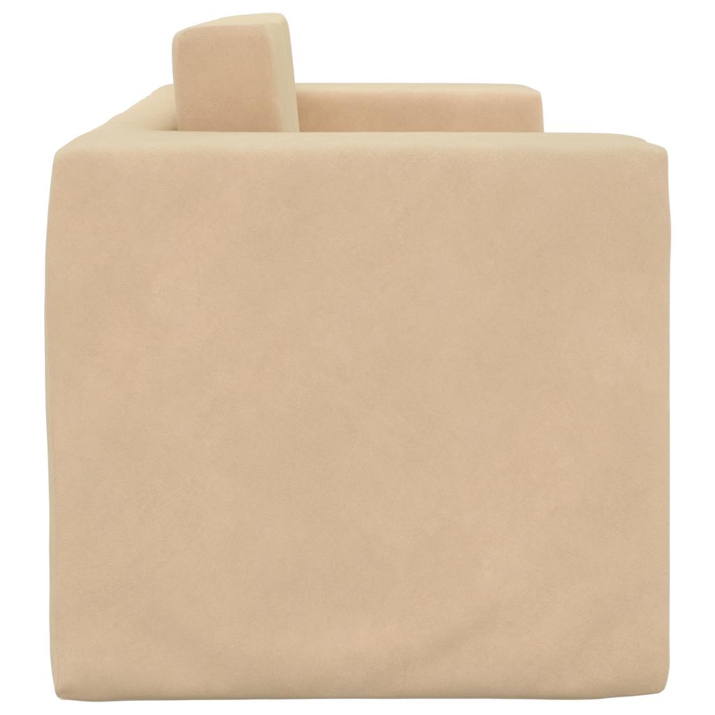Divano Letto per Bambini a 2 Posti Crema in Morbido Peluche | homemem39