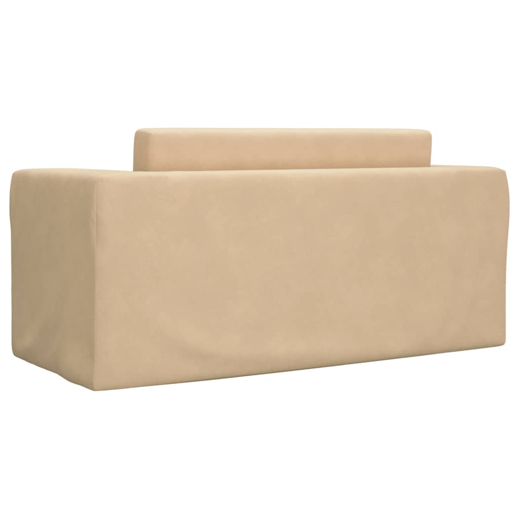Divano Letto per Bambini a 2 Posti Crema in Morbido Peluche | homemem39