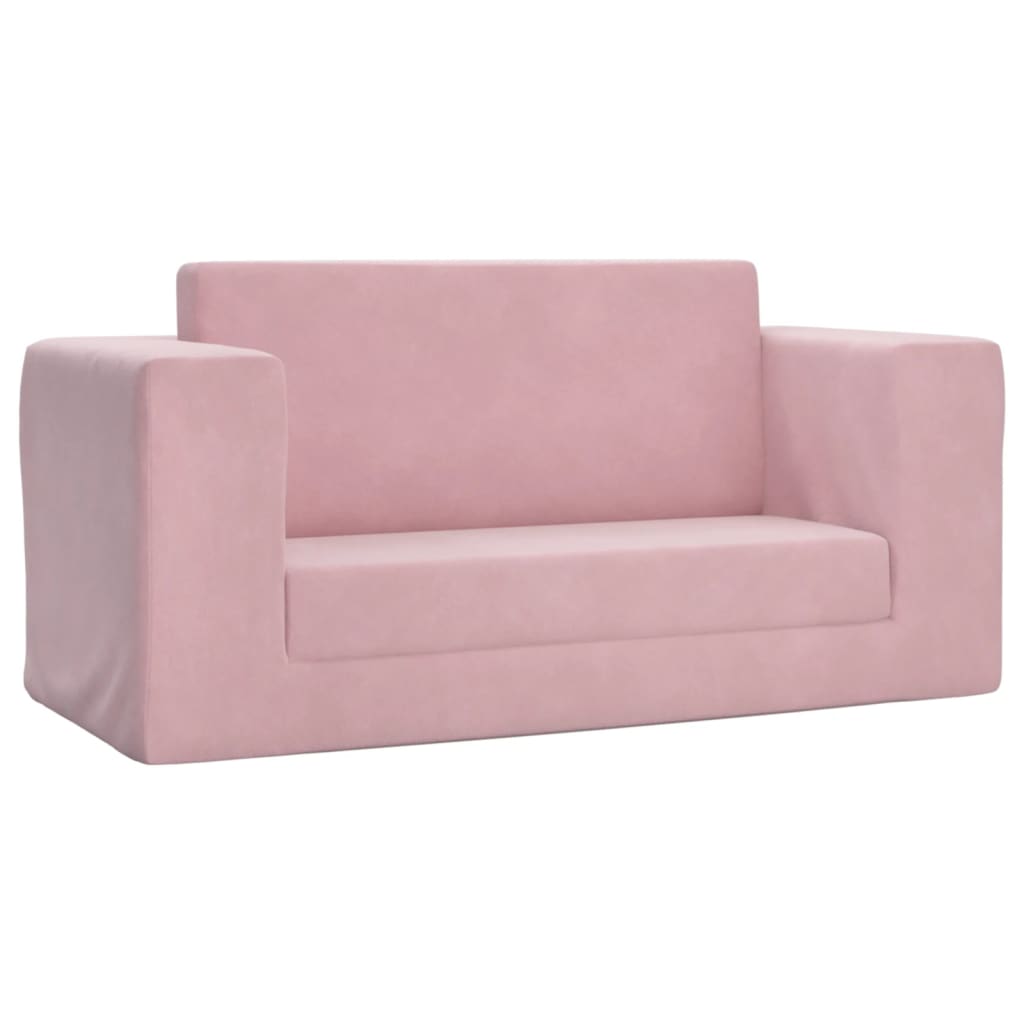 Divano Letto per Bambini a 2 Posti Rosa in Morbido Peluche