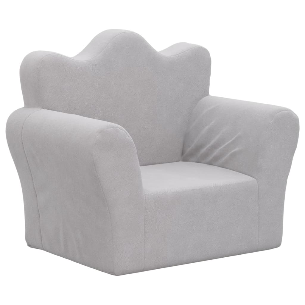 Divano per Bambini Grigio Chiaro in Morbido Peluche | homemem39