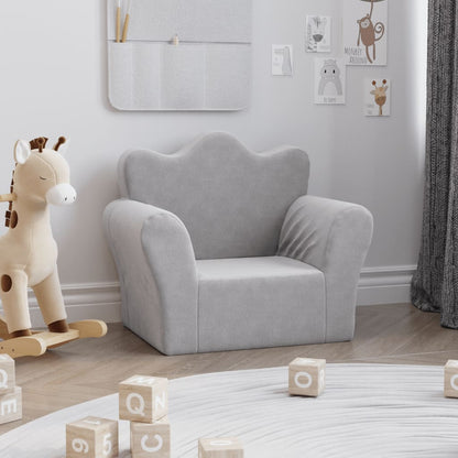 Divano per Bambini Grigio Chiaro in Morbido Peluche | homemem39