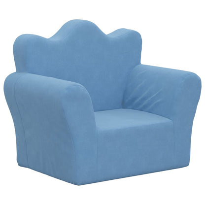 Divano per Bambini Blu in Morbido Peluche