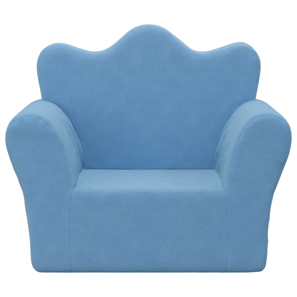 Divano per Bambini Blu in Morbido Peluche