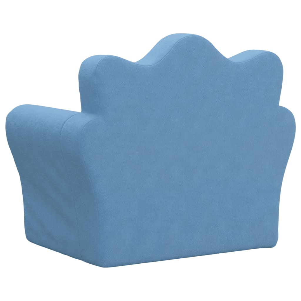 Divano per Bambini Blu in Morbido Peluche