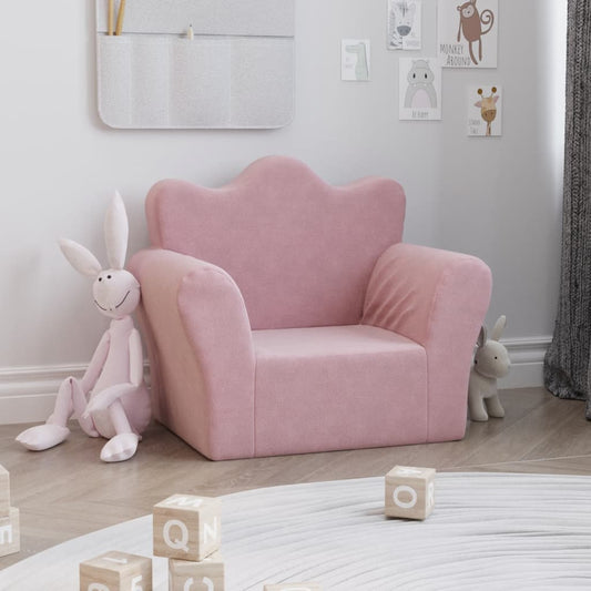 Divano per Bambini Rosa in Morbido Peluche - homemem39