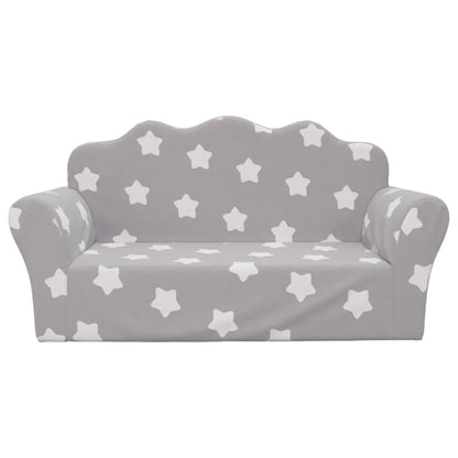 Divano Bambini 2 Posti Grigio Chiaro con Stelle Morbido Peluche | homemem39